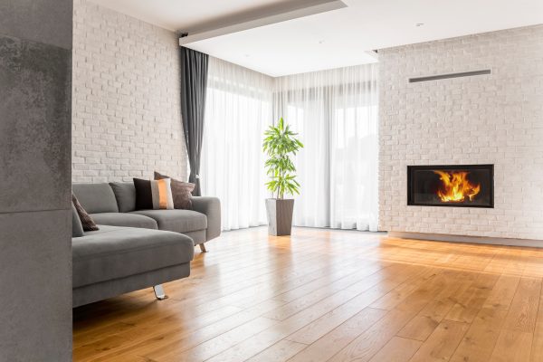 Living room with wood flooring Living room with wood flooring
