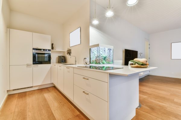 Superb kitchen with painting on the wall